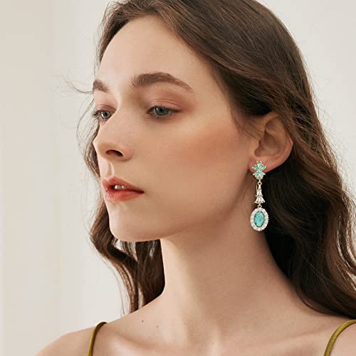 Konikit Romantic Retro Green Earrings Sparkly Crystal Rhinestone Teardrop Dangle Earrings For Women Girls #TOP4