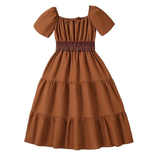 Girls Summer Dress Basic Short Sleeve A Line Swing Dresses Casual Beach Dresses Kid Twirl School Part𝘆 Dresses