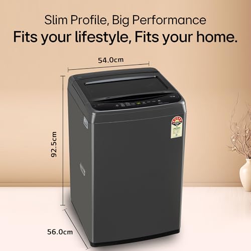 Image of LG 9 Kg, 5 Star, Smart Inverter Technology, In-built heater with Steam, Fully Automatic Top Load Washing Machine (T90VBMB1S, Turbodrum, Stain Clean, LED Display, Smart Diagnosis, Middle Black)