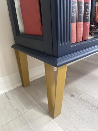 Image of Metal Bench Legs Set of 4 Triangle-Shape Heavy Duty Trapezoid Furniture Legs 4pcs, Solid Steel Furniture Hairpin Leg for Side Table, TV Stand and Cabinet (Gold, 6 inch)