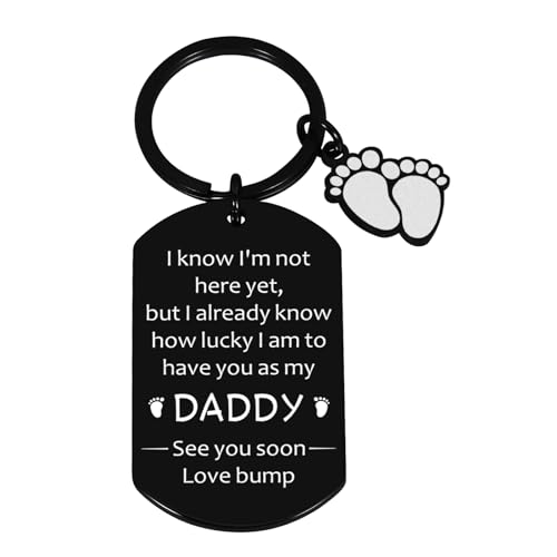New Dad Gifts for Men First Fathers Day, First Time Dad to Be Keychain, Pregnancy Announcement...