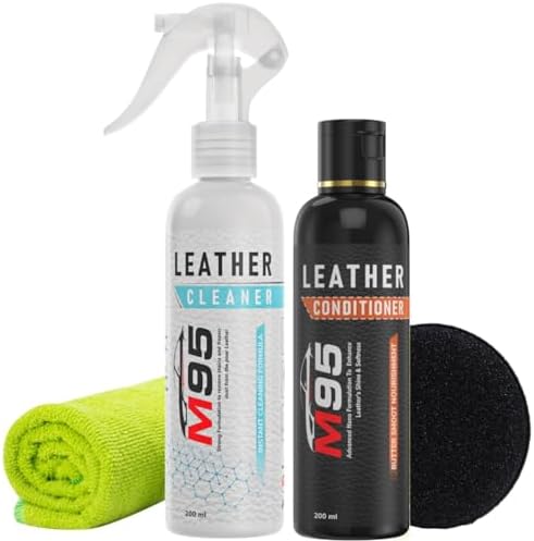 M95 Leather Cleaner and Conditioner kit Combo for Sofa, Car Seats, Jacket, Bags, Belt and for all Leather, cleaner and conditioner (200ml) (Cleaner + Conditioner)