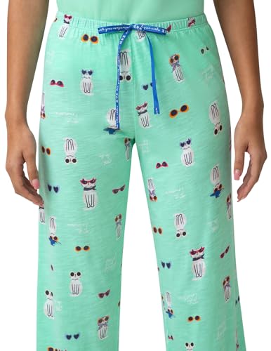 Image of HUE Women's Summer Vacation Pajama Separates, Soft, Whimsical Print Pjs with Tropical Beach Themes, Flip Flops, Cocktails