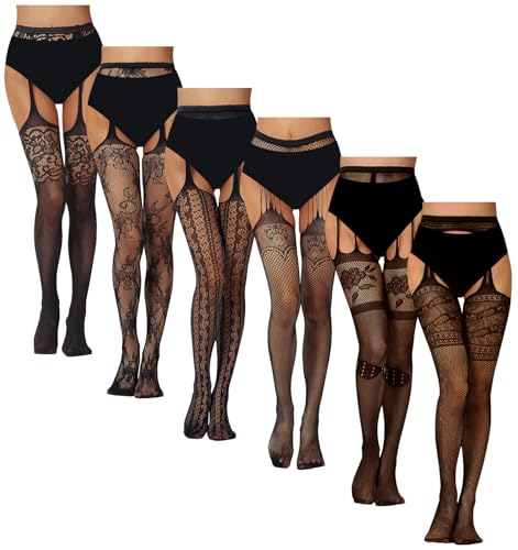 Image of Chalier Fishnet Stockings Lace Tights Thigh High Stockings for Women