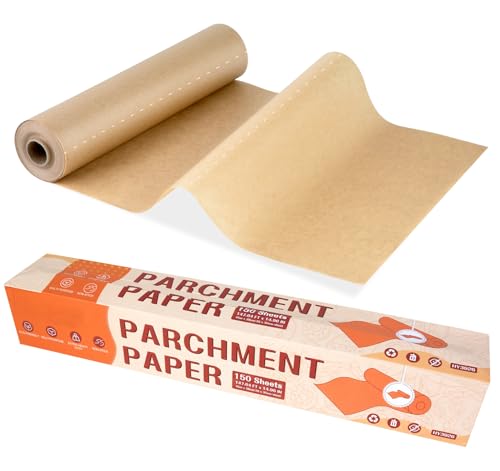 Parchment Paper for Baking, Unbleached Baking Paper, 38CM x 45M, Non Stick Greaseproof Paper Roll for Oven, Cooking, Air Fryer, Freezer, Pastry (150 Sheets, 38cm*30cm/Sheet)