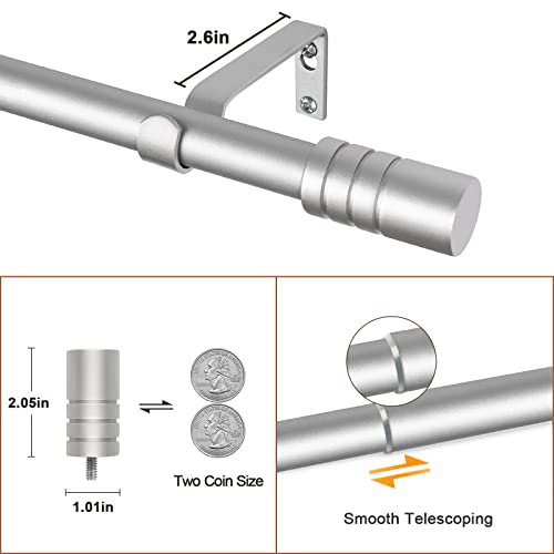Kamanina TW-010310425-US-F2 2 Pack Curtain Rod 28 To 48 Inches, 3/4 Inch Nickel Single Curtain Rods thumb #6
