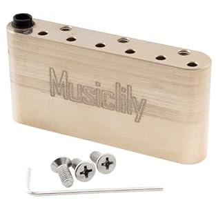 Perfect for Wilkinson M series tremolo bridge stock block. Fits some Squier or Import Strat guitars. Double Measure your tremolo block and guitar body before you buy Total string Spacing: 10.8x5=54mm(2-1/8 inch), mounting screw holes spacing: 43.2mm ...