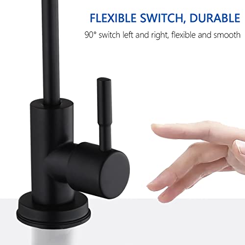 Image of Aquieen SS 304 Kitchen RO Water Tap with Installation Nut Kit Cold Water Provision(Black)
