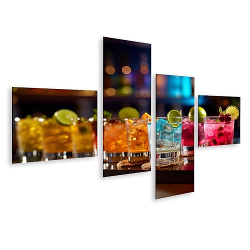 Tableau lumineux cocktails pour dynamiser un mur de cuisine sombre