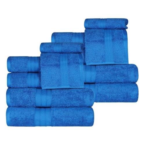 SUPERIOR Atlas Cotton 12 Piece Towel Set, Luxury Towels, Heavyweight, Bathroom Essentials, Basics, Spa, Salon, Hotel, Resort, Plush, Highly-Absorbent, 4 Bath, 4 Hand, 4 Face Towels, 12PC Set, Allure