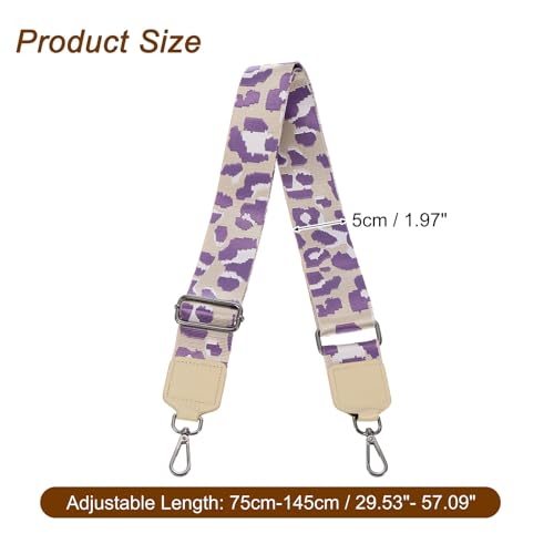 Image of uxcell Wide Shoulder Strap, 5cm Adjustable Purse Strap Replacement Crossbody Strap for Shoulder Bag Wallets, Light Purple, Black Square Mouth Buckle