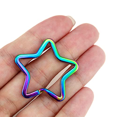 Llaveros de estrella arcoíris con argolla dividida de 29 mm para colgar en bolsos 4