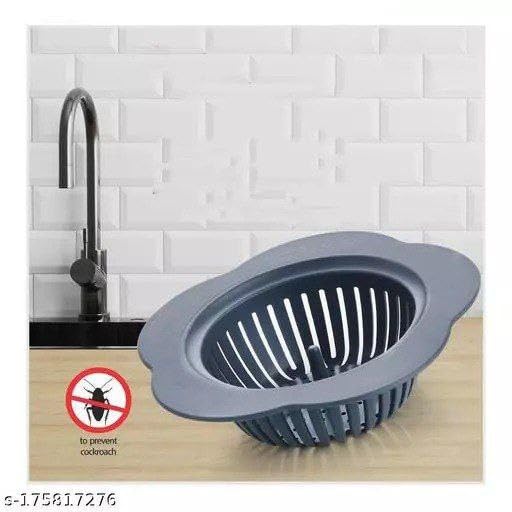Image of Sink Strainer Plastic Sink Strainer Kitchen Easy Clean Sink Drain Filter Basket & Stainless Steel Sink (Plastic)