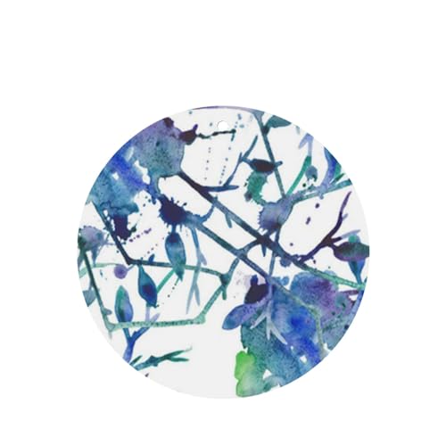 吊り下げ式車用芳香剤カード 2枚パック - 長持ちする吊り下げ式アロマセラピーカード (ラベンダーの香り) 車、自宅の寝室、ワードローブ、靴箱などに最適。ユニセックス (青い線 抽象的な花柄 水彩画 パターン 水彩 ホワイト)