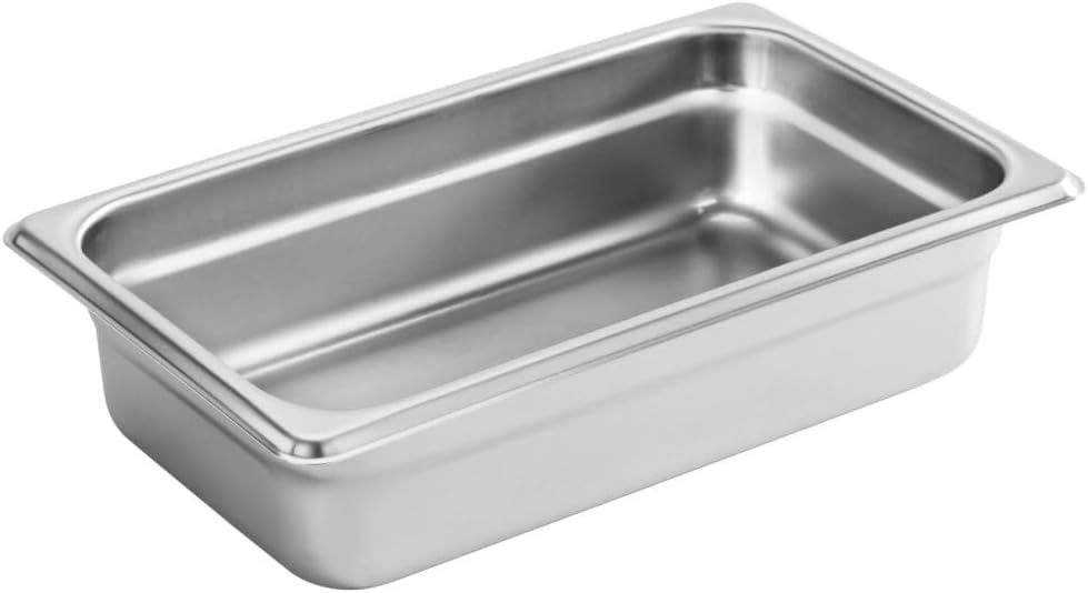 New Star Foodservice 1/4 Size Stainless Steel Steam Table Pan, 10.5 x 6.4 x 2.5 Inches, 18/8 Stainless Steel, 24 Gauge, NSF Certified (Set of 6)