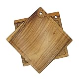 WRIGHTMART Acacia Wood Steak Plates, Square 12