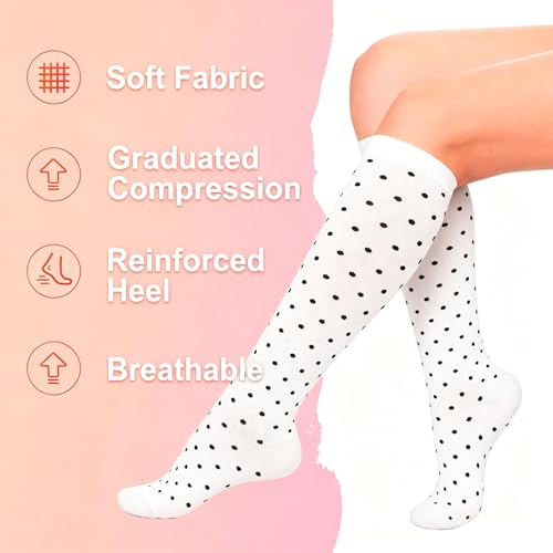Image of 4 Pairs Compression Socks for Women Circulation-Best Support for Nurses,Running,Athletic,Travel