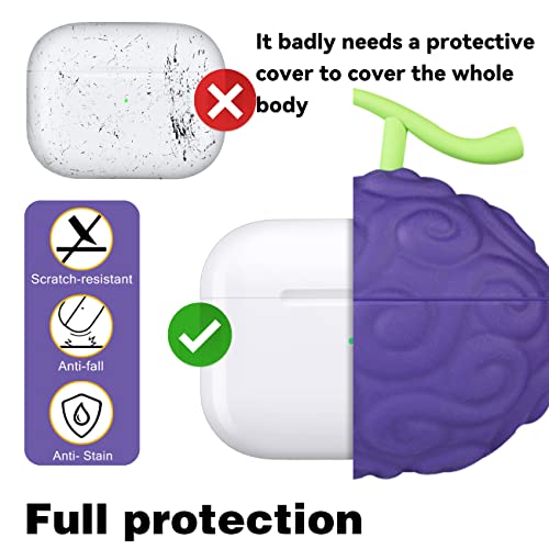 Oqplog For Airpod Pro 2019/Pro 2 Gen 2022 Case Cover For Airpods Pro Silicone Cases Air Pods Pro Cute Funny Cartoon 3D Kawaii Fun Soft Designer Trendy Cool For Girls Boys Teen Girly Purple Fruit #TOP4