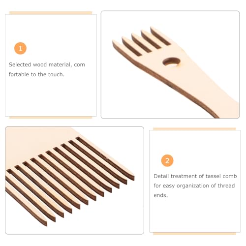 COHEALI 8pcs Wooden Weaving Loom Comb - 4 Types Tapestry Beater Tool, Double-Ended Wooden Tapestry Comb for DIY Rug Making and Wall Hanging Weaving Projects - Thumbnail 3