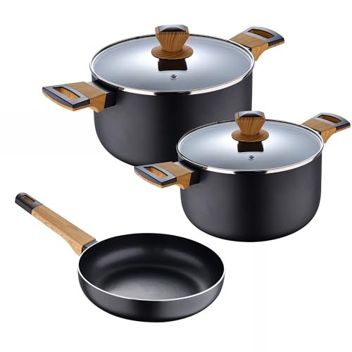 Batería de Cocina de 5Pzs en aluminio presnado Earth Black Bergner