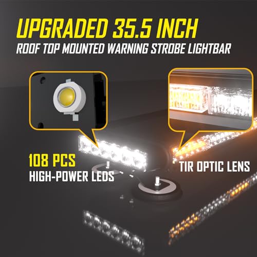 image for AT-HAIHAN Strong Magnetic Safety Flashing 108 LED Amber White Emergenc