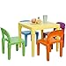 Saturnpower Kids Table and 4 Chairs Set, Toddler Table Plastic Sturdy Desk for Reading, Art, Homework