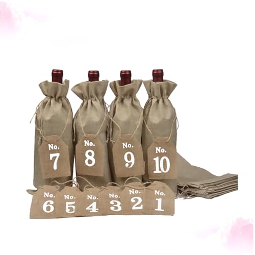 Bolsas de vino de arpillera con cordón y etiquetas para botellas CHILDWEET ideal decoración boda 3