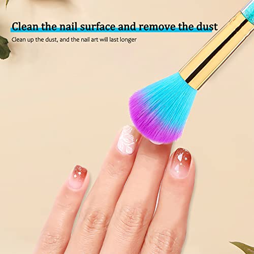 Jerclity 1 Piece Nail Dust Brush And Sponge Nail Brush Ombre Nail Brush For Gel Nails Double Head Gradient Pen Nail Art Dust Remover Powder Brush Nail Clean Up Tools（Blue） #TOP3