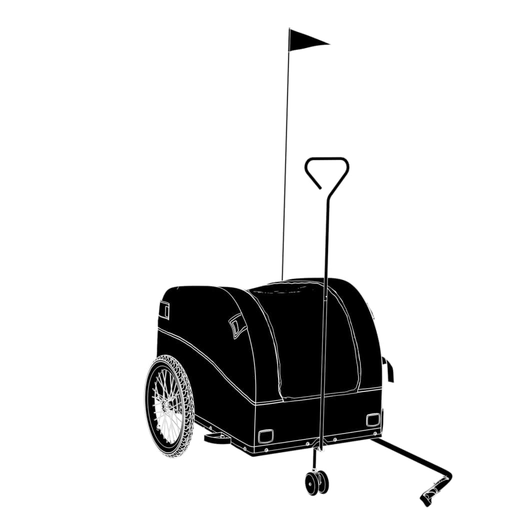 Remorque pour vélo Robuste Noir et Jaune Fer avec Roue de et Drapeau de sécurité idéale pour Transport Cargo Bagages et Promenade en Plein air
