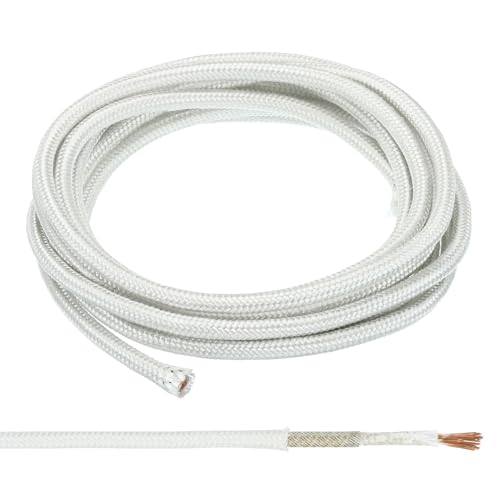 PATIKIL 9.8Ft 9AWG High Temperature Wire, -60-350 Degrees Celsius Mica Glass Fiber Electronic Wire Insulated Heat Resistant Electronical Flexible Cable for Lamp Boiler Heater, White