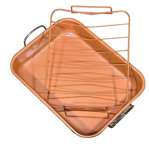 OFFSCH Easy to Clean U-shape Metal Grid Baking Tray for Chicken Nonstick Pan for Cakes Bread Rectangular Rack