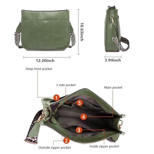 Image of AUYOCO Vegan Leather Crossbody Bags for Women, Crossbody Purse with Guitar Strap Zipped Pockets Handbag Shoulder Bag