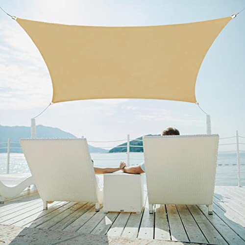 Freyamy Toldo rectangular de 3 x 4 m, color beige, protección solar, set para jardín, balcón y terraza, camping, HDPE, resistente a la intemperie, transpirable, incluye cuerdas de fijación Cover