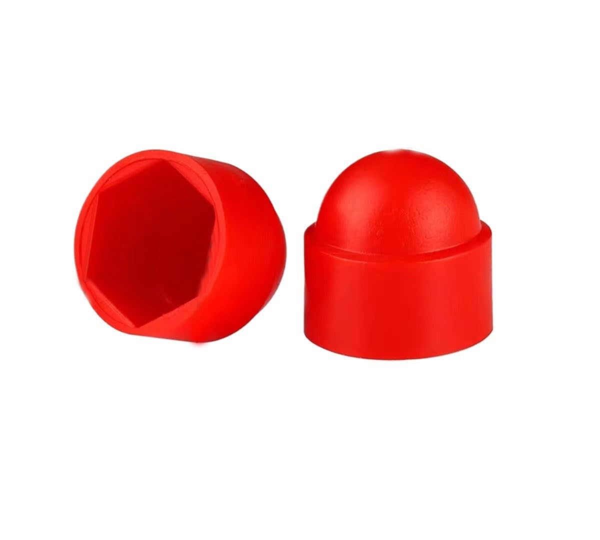 Gummi-Rohrabdeckung, Steckloch, 50 Stück Sechskantmutter, M4 ~ M12, rote Schraubenkappen, Kunststoffschutz für Schrauben, Sechskantschrauben (M4 x 7 x 9 mm)