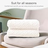 Exclusivo Mezcla Fleece Throw Blanket for Couch and Bed, 127x178 CM Soft Cozy Jacquard Flannel Blankets, Lightweight Fuzzy Plush Warm Throws for All Seasons, Ivory - Image 6