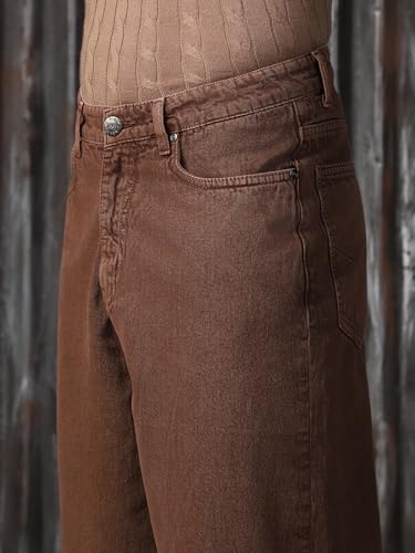Image of High Star Men Cotton Washed Loose Fit Casual Mid-Rise Jeans
