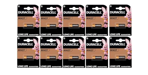 10 x Duracell MN27 27A A27 8LR732 (10 blísters de 1 batería) 10 pilas