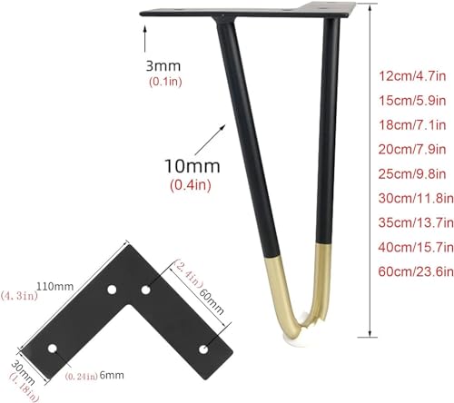 Patas de metal para muebles con doble barra que protegen tu suelo 6