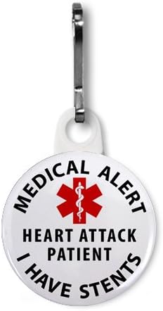 Creative ClamHEART ATTACK PATIENT I Have Stents Medical Alert 1 inch White Zipper Pull Charm