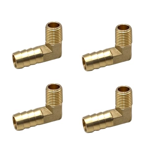 4 Pcs 90 Degree Elbow Brass Barb Fittings, 1/4 Inch NPT to 1/2 Inch OD Hose Barb for Low-pressure,Fuel,Air and Non-potable Water Chilling Application by Bumugufu - Image 3
