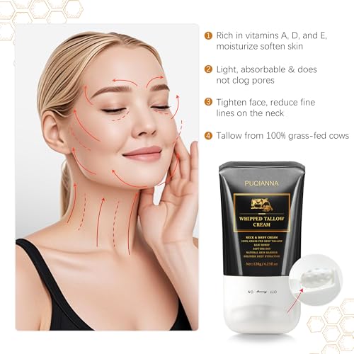 Image of Beef Tallow for Skin Cream - Whipped Tallow for Face & Body & Organic Face Moisturizer, with Grass-Fed Tallow & Raw Honey to Soothe, Lift & Nourish Dry Skin