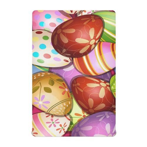 Moudou Easter Eggs Playard Sheet for Boy Girls, Soft Breathable Fitted Toddler Sheet for Standard Playard Bed Mattress, 39 x 27 x 5 Inch