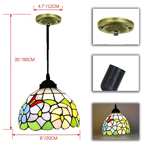 Mini lámpara colgante de pasillo con vitral rosa y amarillo de techo 4