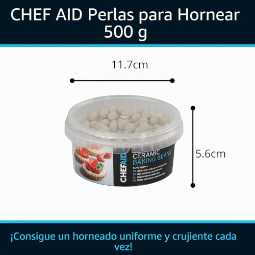 Miniatura 2 de Chef Aid Granos Reutilizables De Cerámica Para Hornear Y Pesas Ciegas En La Tina De Almacenamiento, Cuentas Para Horno Que Evitan Que Se Encoja La Pastelería, Quiche, Pasteles Y Tartas, Resistente Al