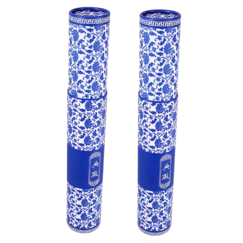 ARTIBETTER Porcelain Painting Box Set Round Tube Packaging Telescoping Paper Tube Artworks Storage Easy to Use Blue White Design