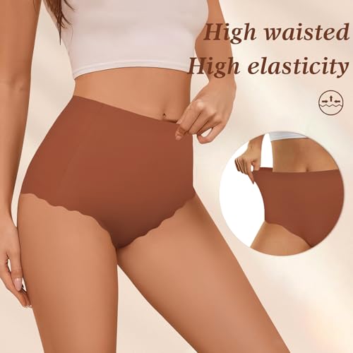 Seamless Underwear for Women, Mid High Waisted Tummy Control Ladies Briefs Full Coverage No Show Bikini Panties 6 pack3