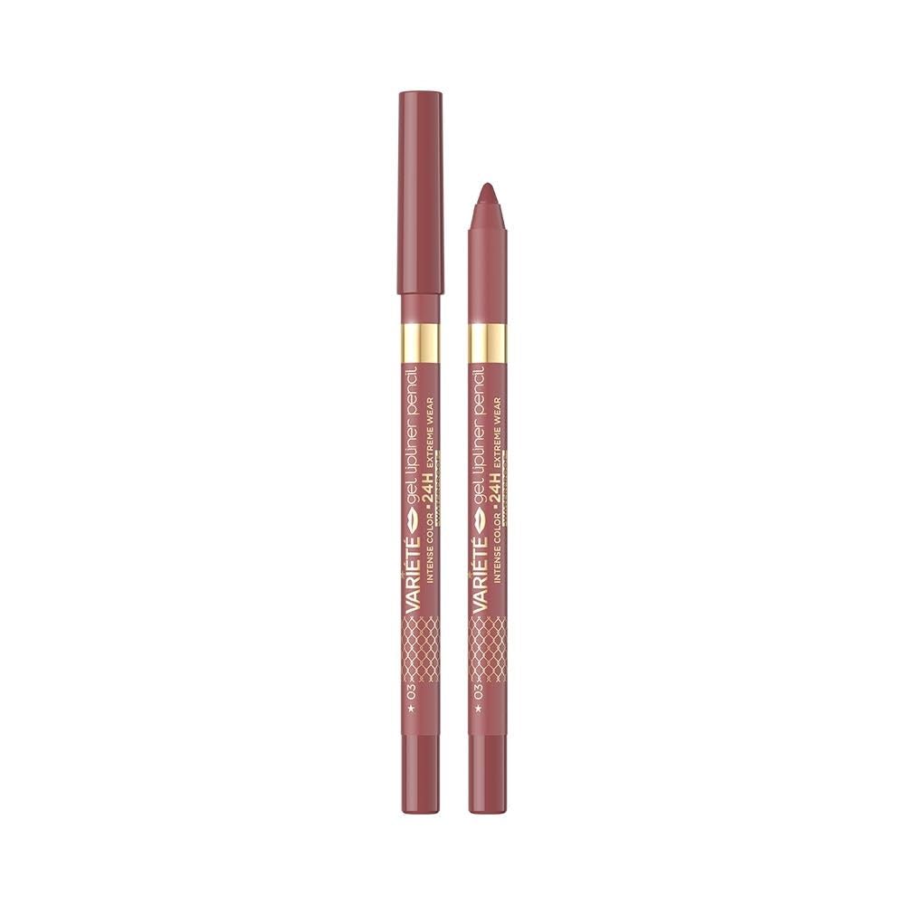 Eveline Cosmetics Varit Lip Liner Gel - No. 03 Waterproof e Altamente Pigmentato, Vegan-​Friendly con Effetto Levigante