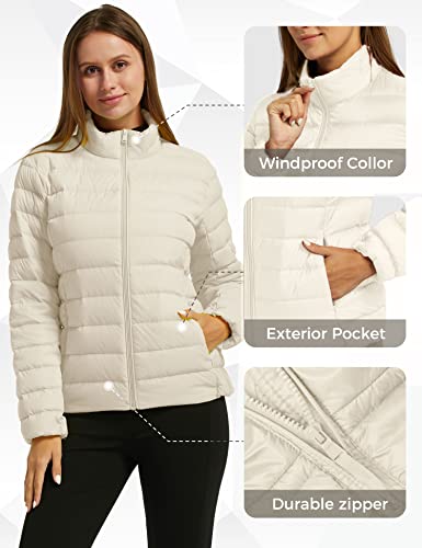 Wantdo Women's Warm Down Jacket Packable Light Spring Coat (Beige, X-Large) #TOP5