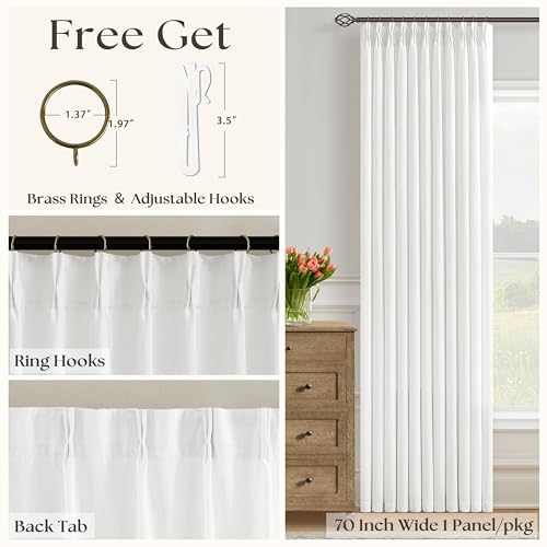 Image of 70 Wide Off White Semi Sheer Pinch Pleated Linen Curtains 90 Inch Long