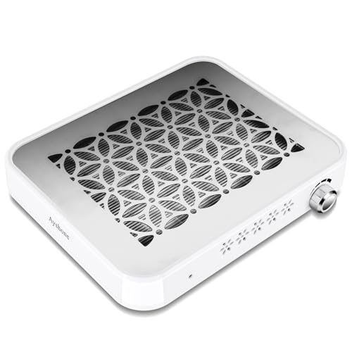 Nail Dust Collector with 2 Reusable Filters,Powerful Nail Dust Collector for Beginner,Dust Suction Machine Manicure Pedicure Tool for Acrylic Nail Polishing,Salon & Home(White)